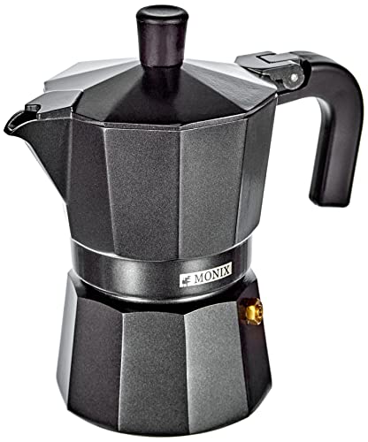 Imagen principal de MONIX Vitro Noir Cafetera italiana de aluminio 3 Tazas, apta para todo