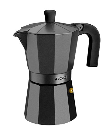 Imagen principal de MONIX Vitro Noir Cafetera italiana de aluminio 1 taza, apta para todo 