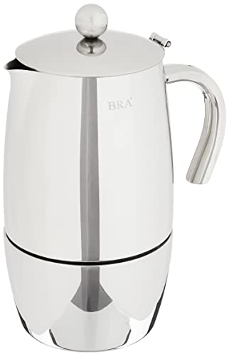 Imagen principal de BRA Magna Cafetera Italiana 10 Tazas, Acero Inoxidable 18/10