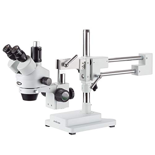 Imagen principal de AmScope Microscopio trinocular estéreo con soporte de brazo doble, zo