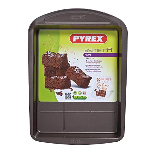 Imagen principal de Pyrex Bandeja 28X22Cm Forma Brownies Asimetria, Acero, Negro, 1.56 cm