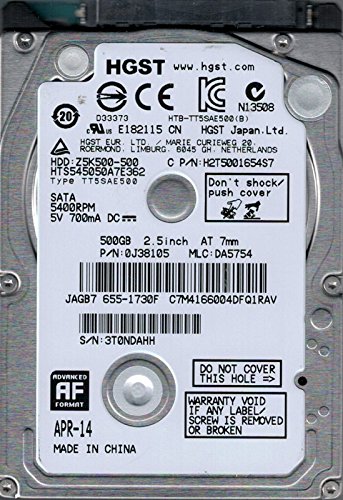 Imagen principal de Hitachi HGST Hts545050A7E362 P/N: 0J38105 Mlc: Da5754 Mac 655-1730F 50