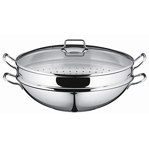 Imagen principal de WMF Gourmet Plus - Wok con Tapa de Cristal (4 Piezas), Acero Inoxidabl