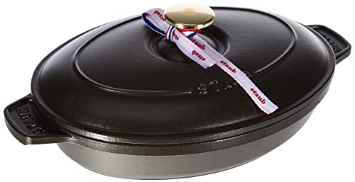 Imagen principal de Staub Fuente Ovalada con Tapa, Hierro Fundido, Negro Mate, 23 cm