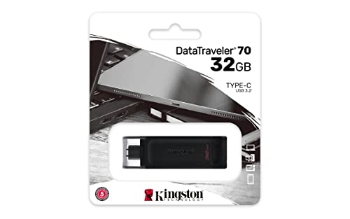 Imagen principal de Kingston DataTraveler 70 - DT70/32GB Unidad Flash USB-C, Negro