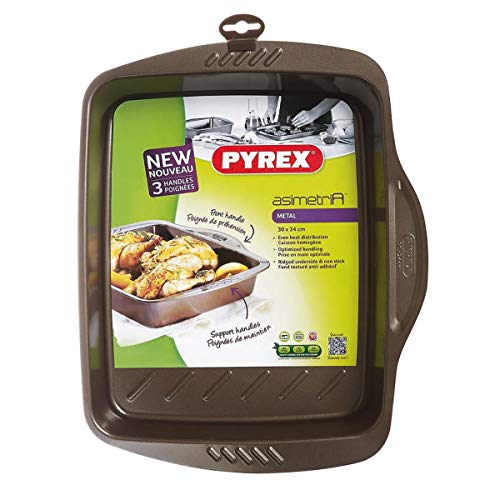 Imagen principal de Pyrex Fuente Rectangular 30X24Cm Asimetria, Acero, Negro, 2.22 cm