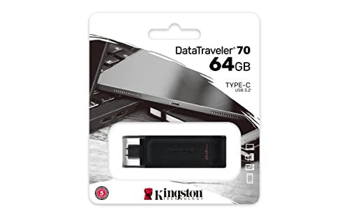 Imagen principal de Kingston DataTraveler 70 - DT70/64GB Unidad Flash USB-C, Negro