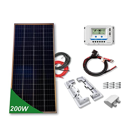 Imagen principal de Kit 200W CAMPER 12V panel solar placa monocristalina células PERC de 