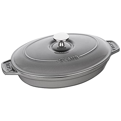 Imagen principal de Staub Fuente Ovalada con Tapa, Hierro Fundido, Gris Grafito, 23 cm