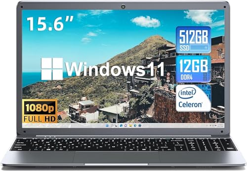 Imagen principal de SGIN Ordenador Portátil 15,6 Pulgadas 12 GB RAM 512 GB SSD, Celeron N